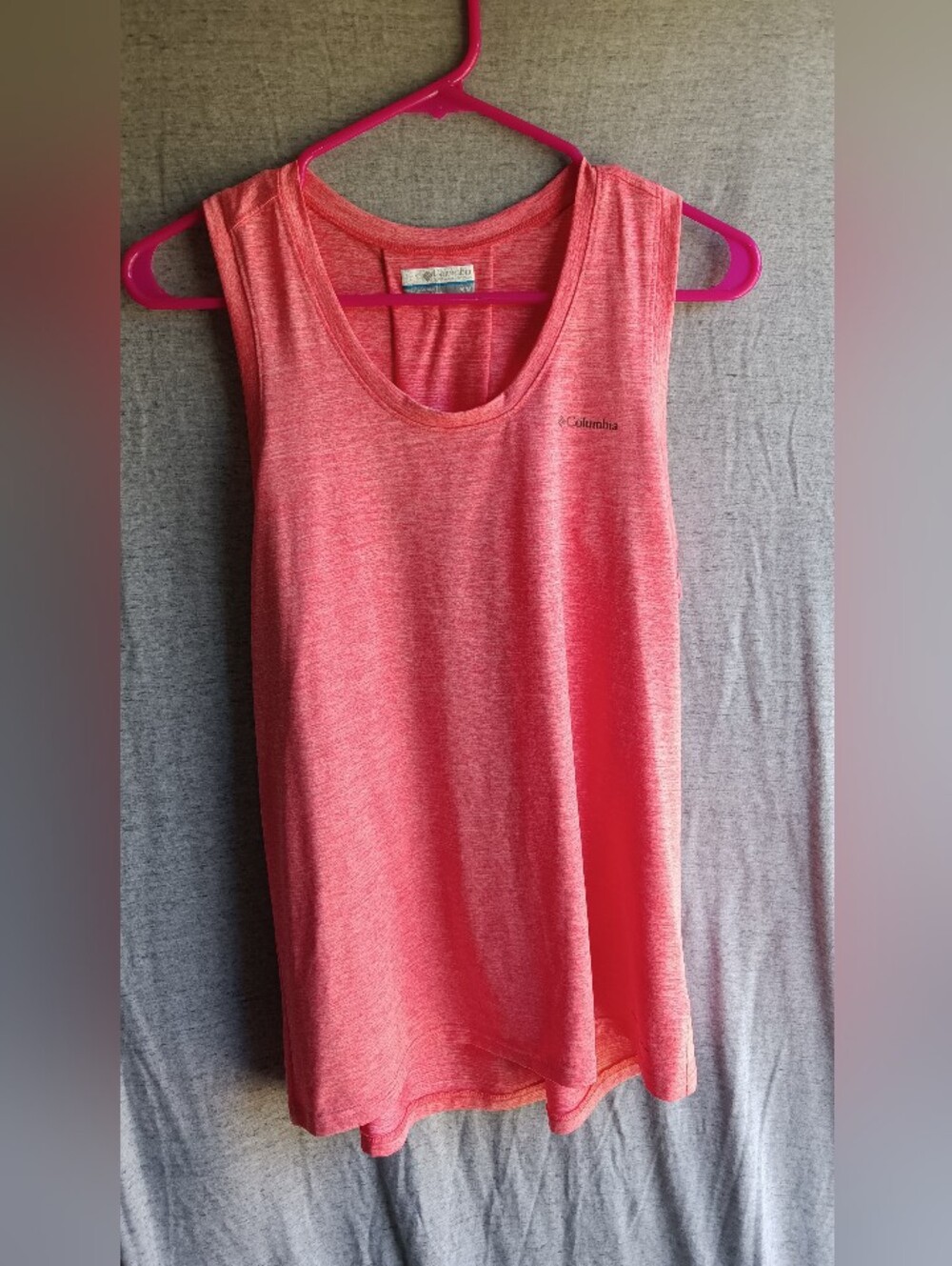 Columbia Heathered Coral Pink Scoop Neck Athletic Workout Tank Top Medium